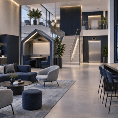 Een goedverzorgde, corporate omgeving met alle faciliteiten die nodig zijn voor een goede entree